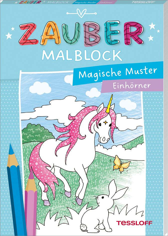 Zaubermalblock. Magische Muster. Einhörner