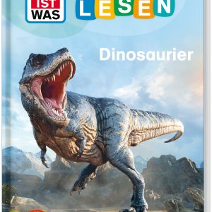 Cover des Buchs was ist was erstes lesen easy über Dinosaurier. Auf dem Cover ist ein brüllender T Rex abgebildet.